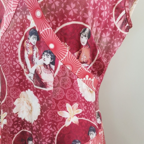 Vintage 100% Silk Chinese Floral Dress Size 10 - Picture 3 of 8
